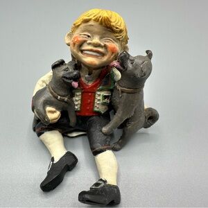 Candy Designs Norway Boy With Puppies Hand Painted Figurine